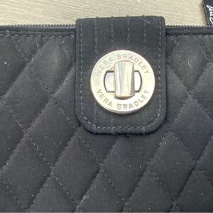 Vera Bradley RFID Black Quilted Wallet with Leopard Interior